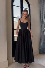 Spaghetti Strap Sleeveless A Line Long Formal Dress With Pleated