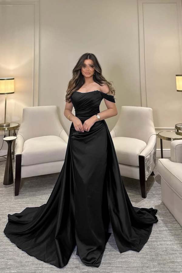 Off The Shoulder Sleeveless Long Mermaid Formal Dress With Pleated