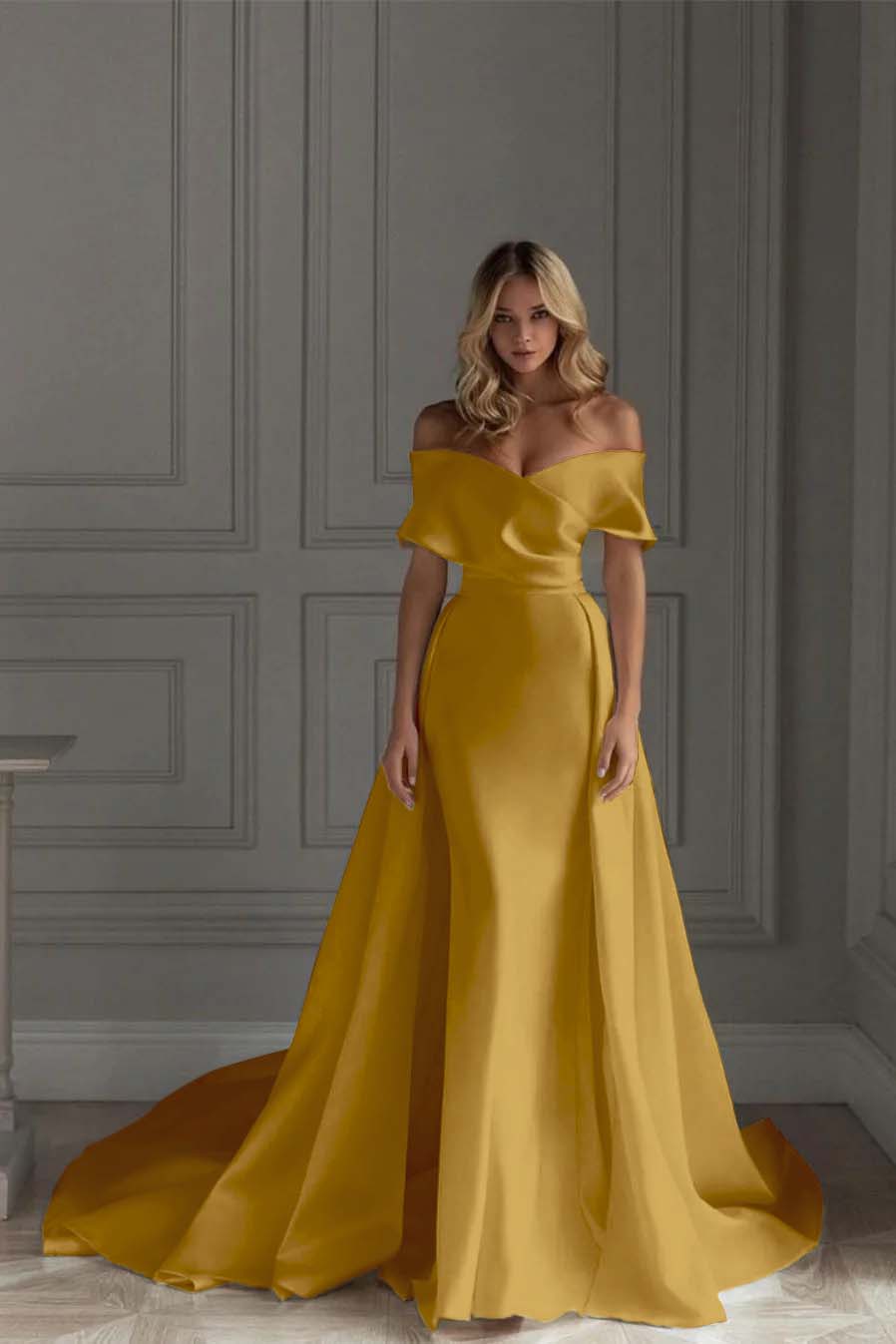 Off the Shoulder Strapless Sleeveless Long Formal Dress With Ruffles