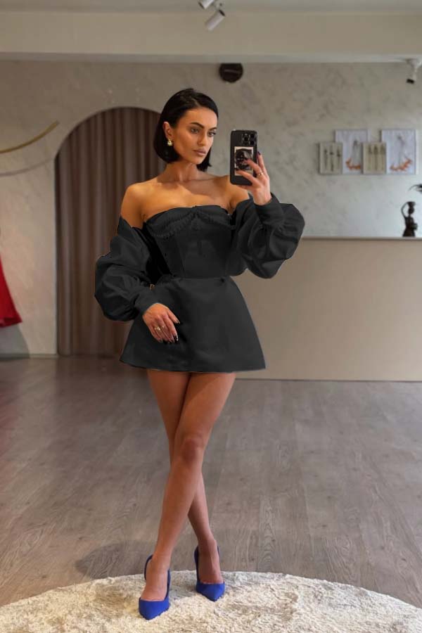 Spaghetti Strap Long Sleeves A Line Formal Dress With Beading