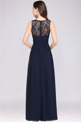 Affordable Chiffon Jewel Sleeveless Lace Bridesmaid Dresses with Ruffle