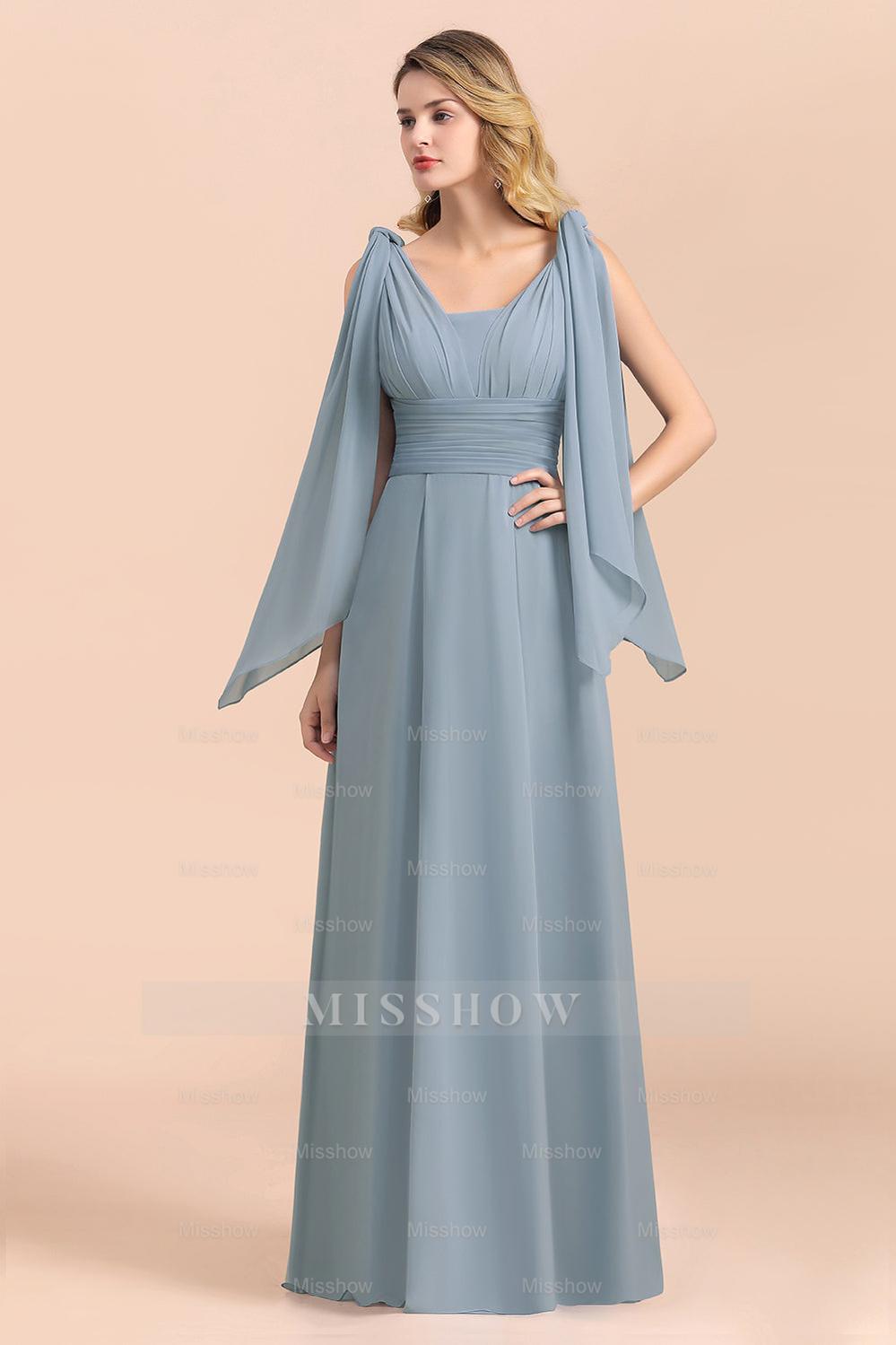 dusty blue convertible bridesmaid dresses Convertible Chiffon A Line Dusty Blue Long Bridesmaid Dress