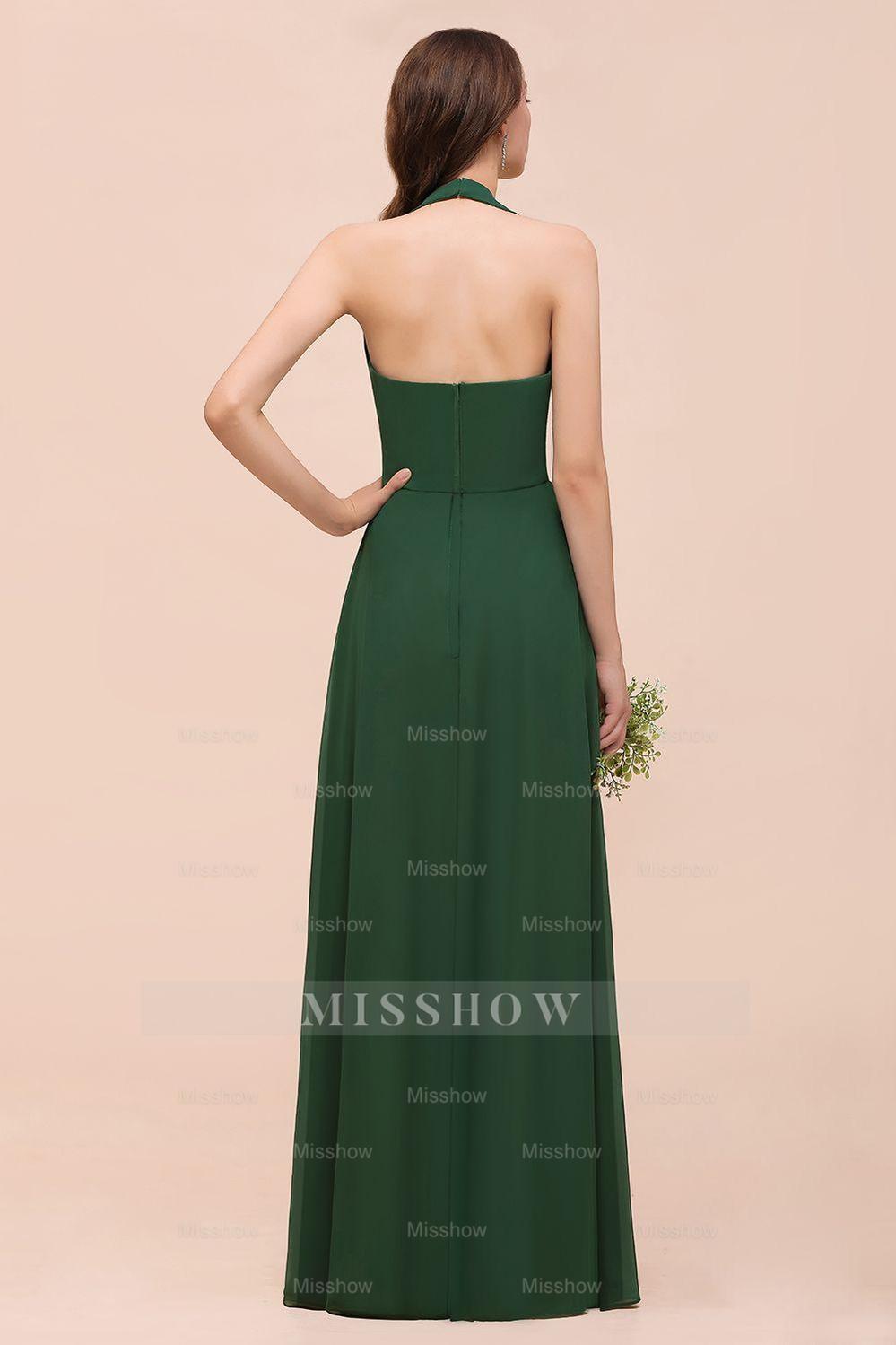 Affordable Halter Beading Ruffle Dark Green Bridesmaid Dresses With Shawl Affordable Halter Beading Ruffle Dark Green Bridesmaid Dresses With Shawl