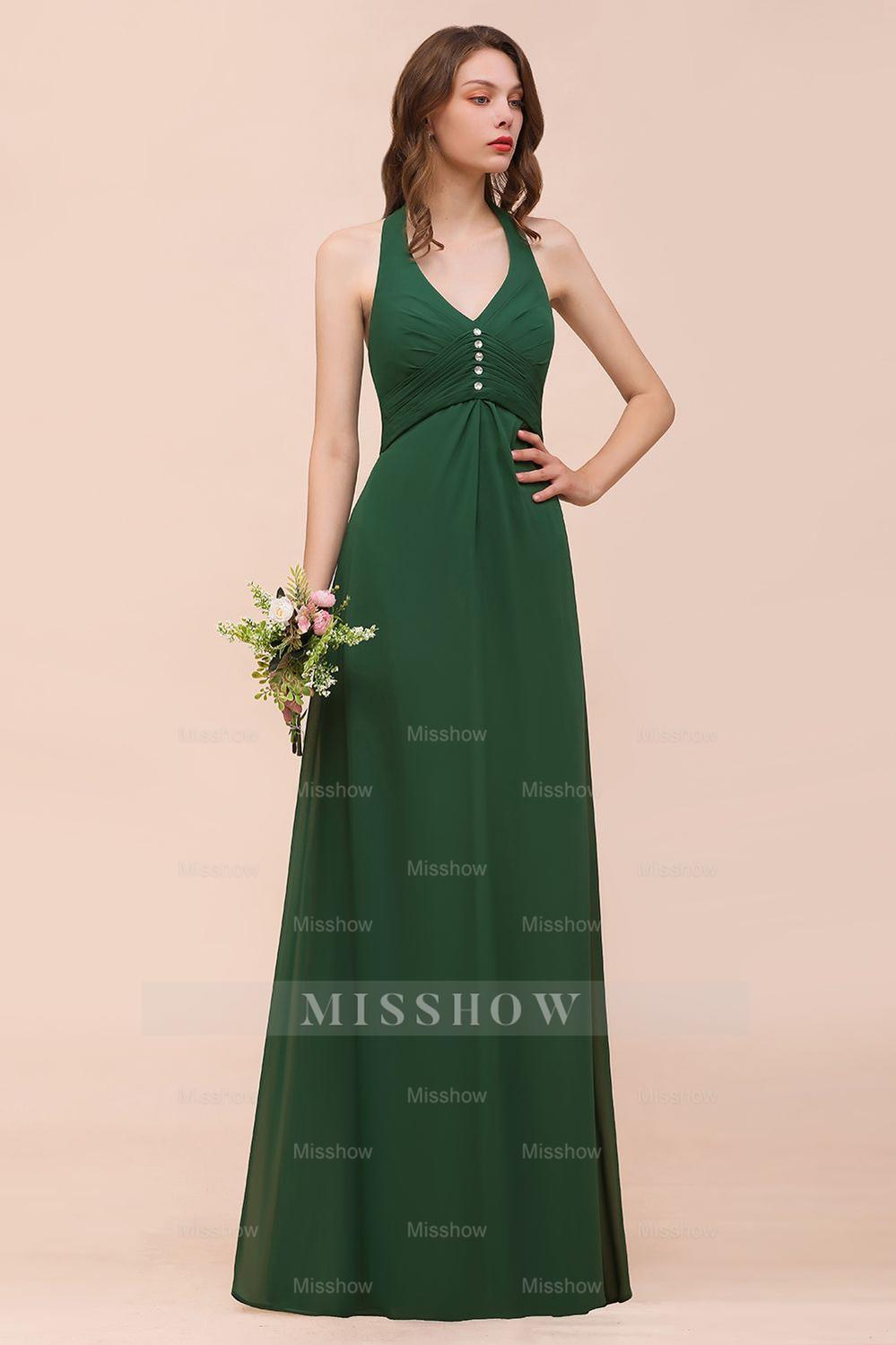 Affordable Halter Beading Ruffle Dark Green Bridesmaid Dresses With Shawl Affordable Halter Beading Ruffle Dark Green Bridesmaid Dresses With Shawl