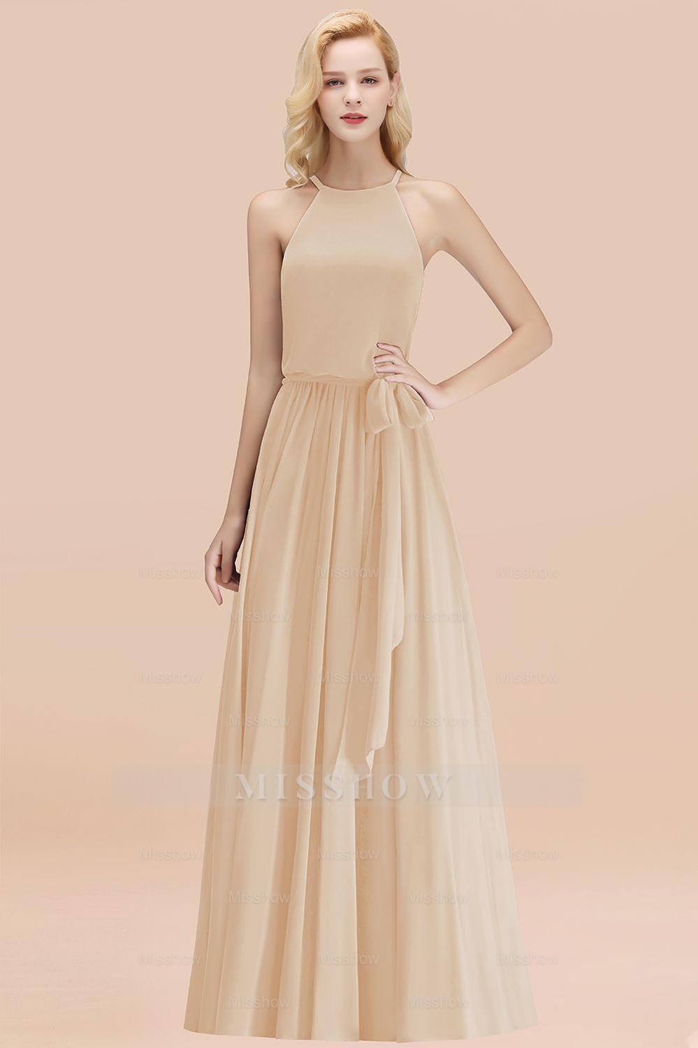 Affordable Halter Bow Long Bridesmaid Dresses Modest Burgundy Chiffon Wedding Party Dress Affordable Halter Bow Long Bridesmaid Dresses Modest Burgundy Chiffon Wedding Party Dress