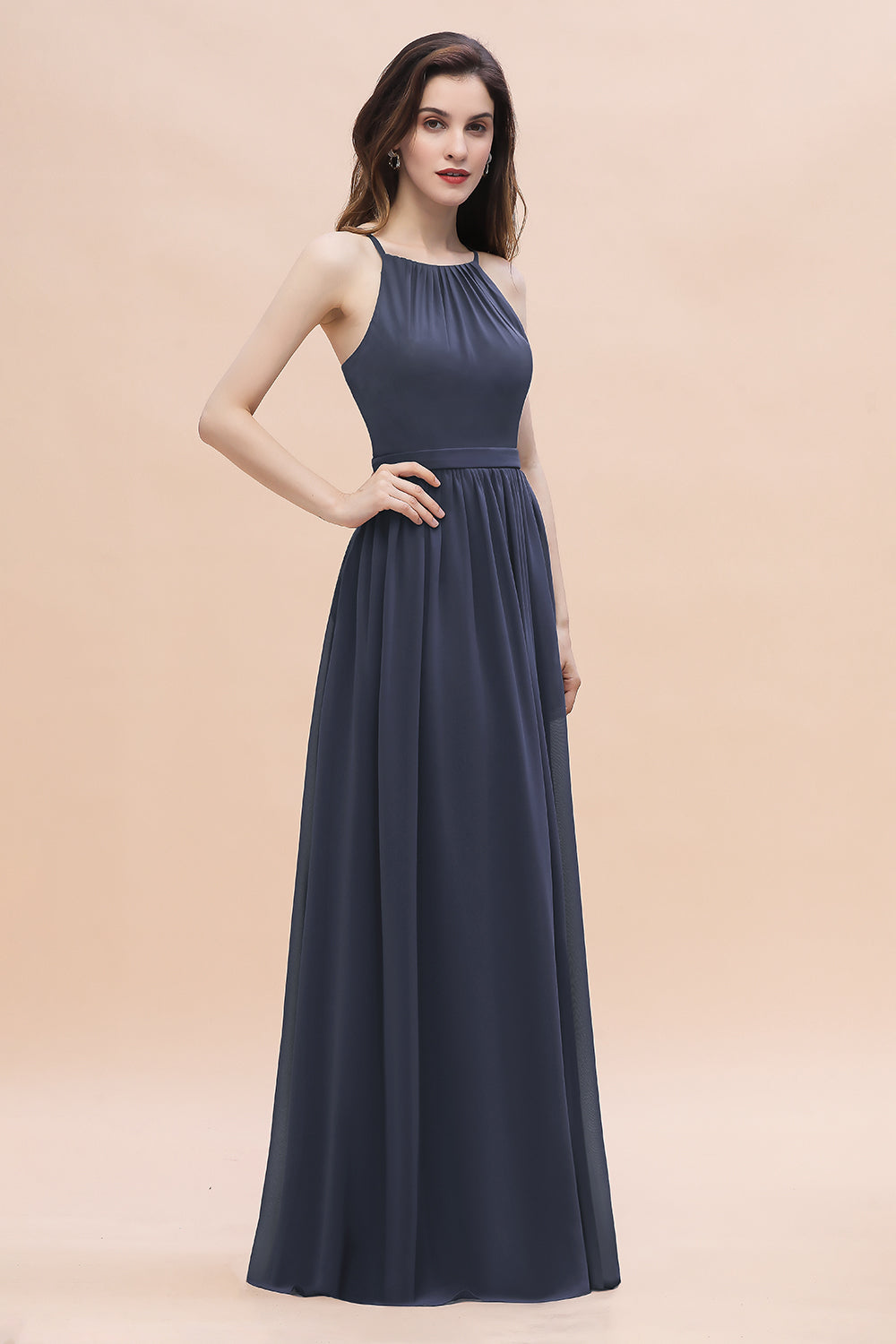 Affordable Jewel Sleeveless Stormy Chiffon Bridesmaid Dresses with Ruffles Affordable Jewel Sleeveless Stormy Chiffon Bridesmaid Dresses with Ruffles