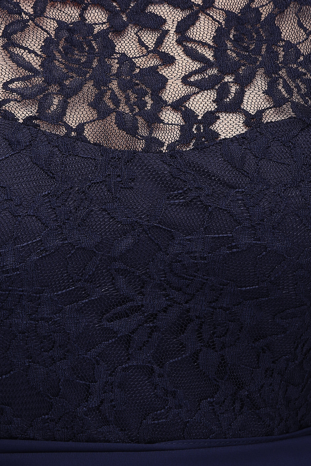 Affordable Lace Scoop Dark Navy Bridesmaid dresses with Half-Sleeves