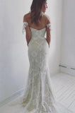 Affordable Off the Shoulder Mermaid Long Elegant Wedding Dresses