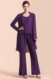 Affordable Straps Beading Grape Chiffon Mother of Bride Jumpsuit Online with Wrap