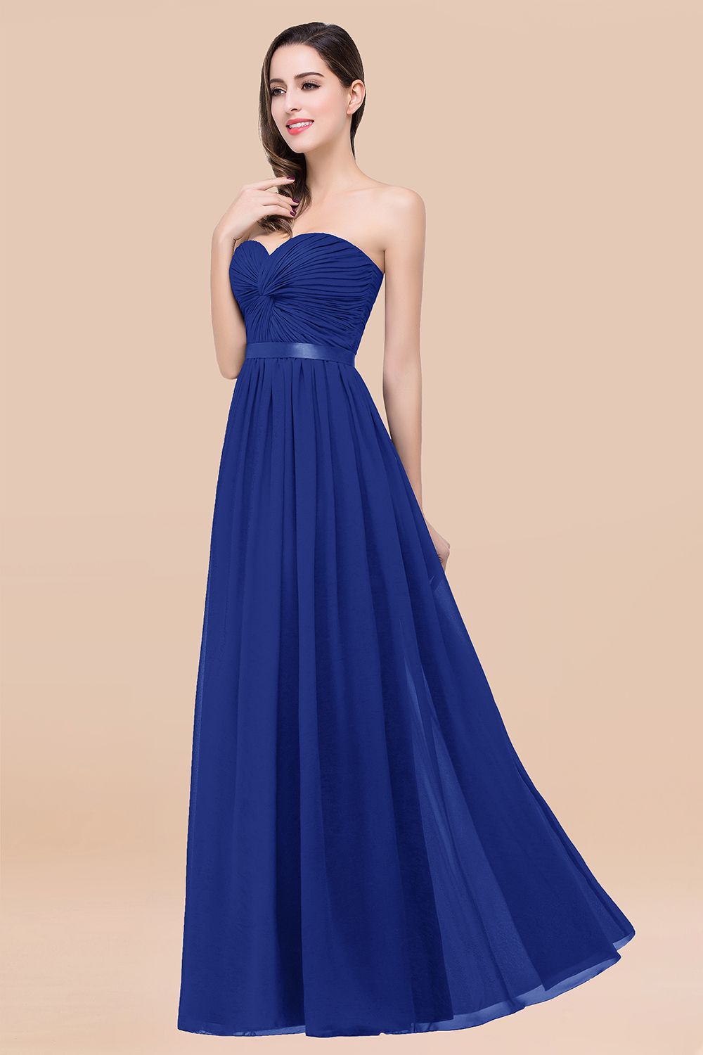 Affordable Sweetheart Ruffle Navy Chiffon Bridesmaid Dresses With Ribbon Affordable Sweetheart Ruffle Navy Chiffon Bridesmaid Dresses With Ribbon