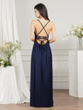 Affordable V-Neck Straps Chiffon Bridesmaid Dresses-misshow.com