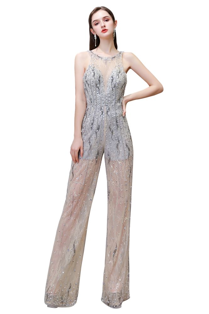 MISSHOW offers Amazing Illusion High Neck See-through Party Jumpsuit Sleeveless Prom Wear at a good price from Gray,Tulle,Sequined,Lace to  Floor-length them. Stunning yet affordable Sleeveless Prom Dresses,Evening Dresses,Homecoming Dresses,Quinceanera dresses.
