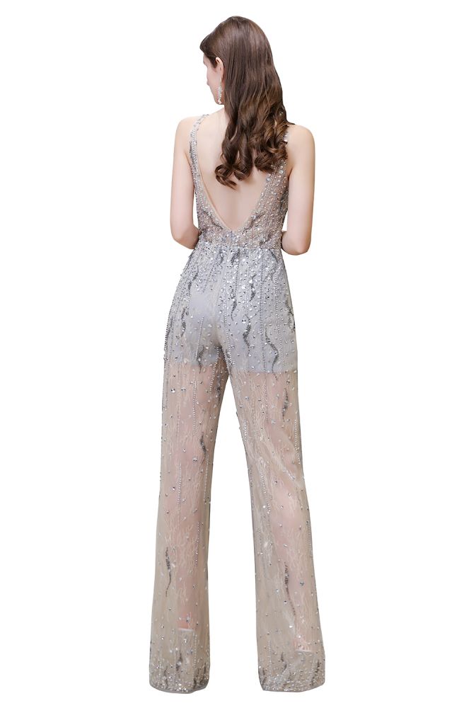MISSHOW offers Amazing Illusion High Neck See-through Party Jumpsuit Sleeveless Prom Wear at a good price from Gray,Tulle,Sequined,Lace to  Floor-length them. Stunning yet affordable Sleeveless Prom Dresses,Evening Dresses,Homecoming Dresses,Quinceanera dresses.