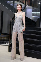 MISSHOW offers Amazing Illusion High Neck See-through Party Jumpsuit Sleeveless Prom Wear at a good price from Gray,Tulle,Sequined,Lace to  Floor-length them. Stunning yet affordable Sleeveless Prom Dresses,Evening Dresses,Homecoming Dresses,Quinceanera dresses.
