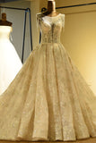 مذهلة الأميرة الدانتيل متابعة سباركلي الديكور تول العاج فستان الزفاف الأميرة