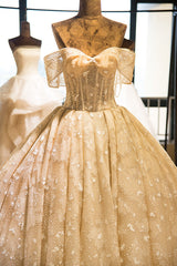Amazing Strapless Cap sleeves Lace appliques Wedding Dress-misshow.com