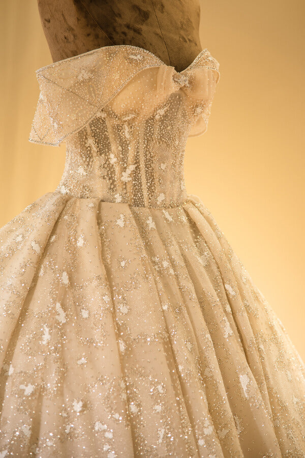 Amazing Strapless Cap sleeves Lace appliques Wedding Dress-misshow.com