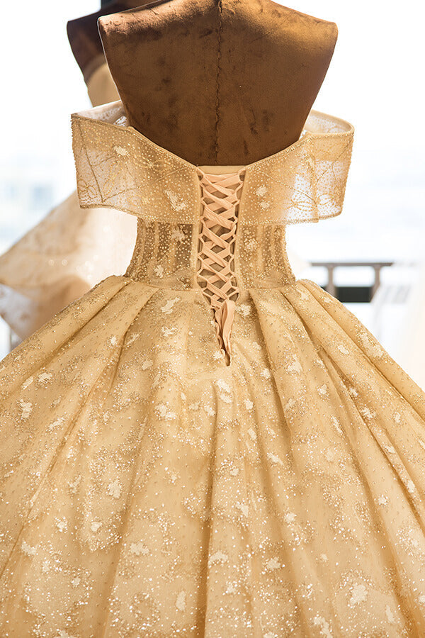 Amazing Strapless Cap sleeves Lace appliques Wedding Dress-misshow.com