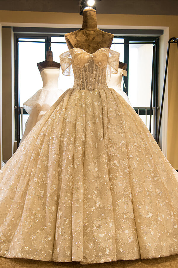 Amazing Strapless Cap sleeves Lace appliques Wedding Dress-misshow.com