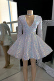 Amazing V-neck A-line Mini Prom Dress With Beading-misshow.com