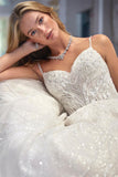 Amazing V-neck Sleeveless A-line Appliques Wedding Dress With Lace-misshow.com