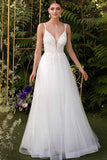 Erstaunliches Hochzeitskleid mit doppeltem V-Ausschnitt und Tüll-Designerkleid für die Braut