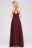 MISSHOW offers Appliques Halter Sleeveless Floor-Length Bridesmaid Dresses with Ruffles A-line Chiffon Evening Maxi Dress at a good price from 100D Chiffon to A-line Floor-length them. Lightweight yet affordable home,beach,swimming useBridesmaid Dresses.