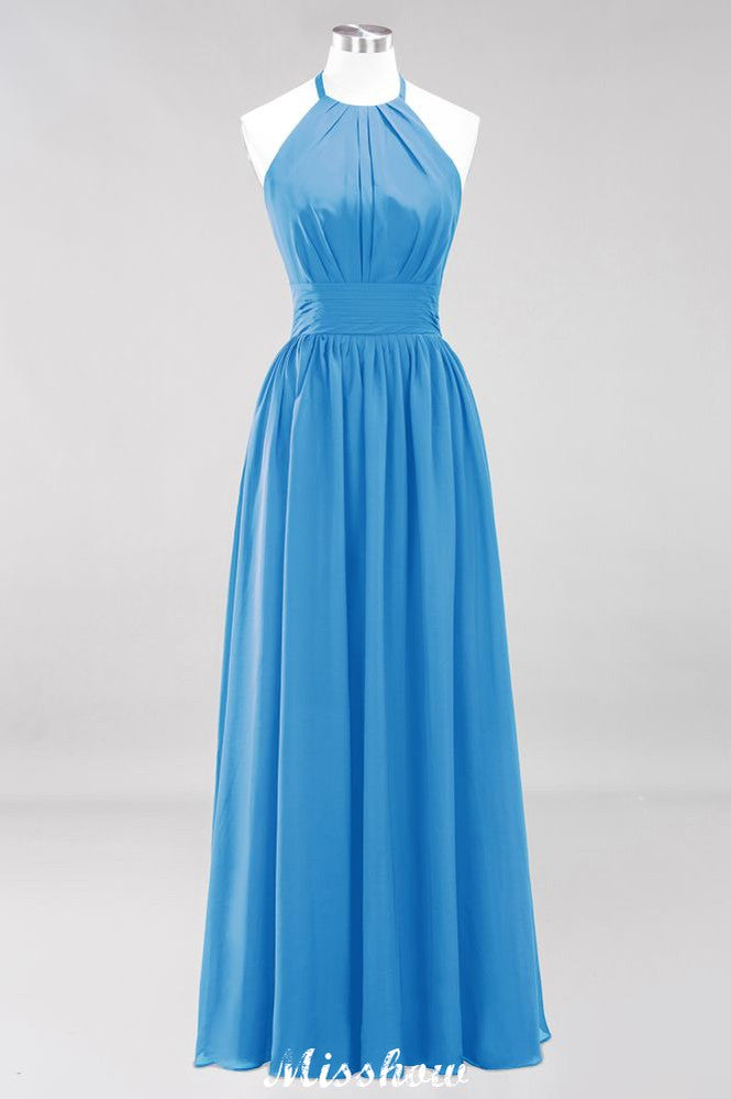 MISSHOW offers Appliques Halter Sleeveless Floor-Length Bridesmaid Dresses with Ruffles A-line Chiffon Evening Maxi Dress at a good price from 100D Chiffon to A-line Floor-length them. Lightweight yet affordable home,beach,swimming useBridesmaid Dresses.