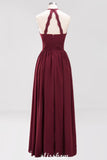 MISSHOW offers Appliques Halter Sleeveless Floor-Length Bridesmaid Dresses with Ruffles A-line Chiffon Evening Maxi Dress at a good price from 100D Chiffon to A-line Floor-length them. Lightweight yet affordable home,beach,swimming useBridesmaid Dresses.