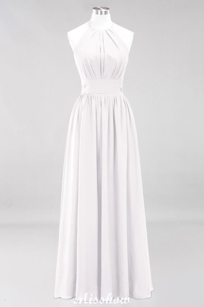 MISSHOW offers Appliques Halter Sleeveless Floor-Length Bridesmaid Dresses with Ruffles A-line Chiffon Evening Maxi Dress at a good price from 100D Chiffon to A-line Floor-length them. Lightweight yet affordable home,beach,swimming useBridesmaid Dresses.