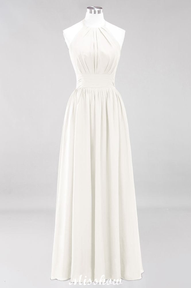 MISSHOW offers Appliques Halter Sleeveless Floor-Length Bridesmaid Dresses with Ruffles A-line Chiffon Evening Maxi Dress at a good price from 100D Chiffon to A-line Floor-length them. Lightweight yet affordable home,beach,swimming useBridesmaid Dresses.