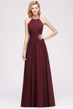 MISSHOW offers Appliques Halter Sleeveless Floor-Length Bridesmaid Dresses with Ruffles A-line Chiffon Evening Maxi Dress at a good price from 100D Chiffon to A-line Floor-length them. Lightweight yet affordable home,beach,swimming useBridesmaid Dresses.