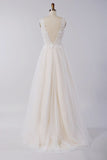 Awesome Appliques Tulle A-line Wedding Dress-misshow.com