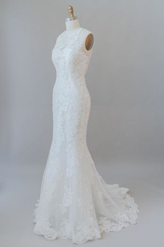 Awesome Illusion Lace Mermaid Elegant Wedding Dresses