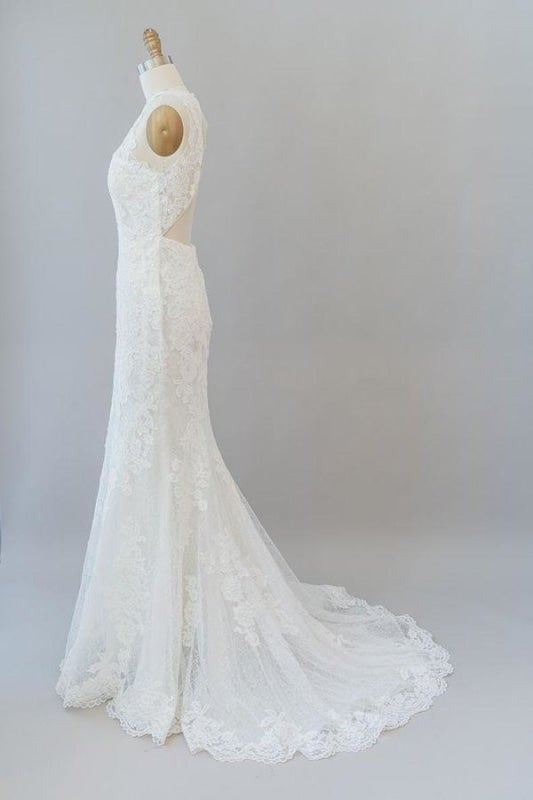 Awesome Illusion Lace Mermaid Elegant Wedding Dresses