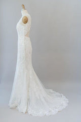 Awesome Illusion Lace Mermaid Elegant Wedding Dresses