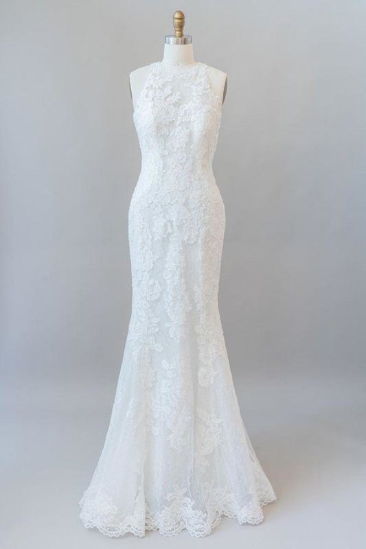 Awesome Illusion Lace Mermaid Elegant Wedding Dresses