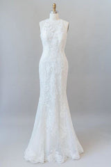 Awesome Illusion Lace Mermaid Elegant Wedding Dresses