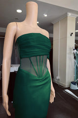 White Off the Shoulder Strapless Mermaid Formal Dress With Pleated