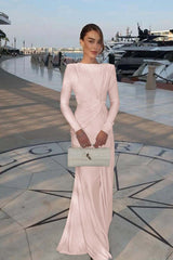 Chic Jewel Long Sleeves Mermaid Long Formal Dress With Pleated