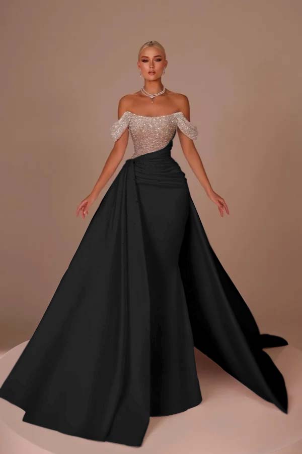 Off the Shoulder Strapless Mermaid Long Formal Dress With Sequins