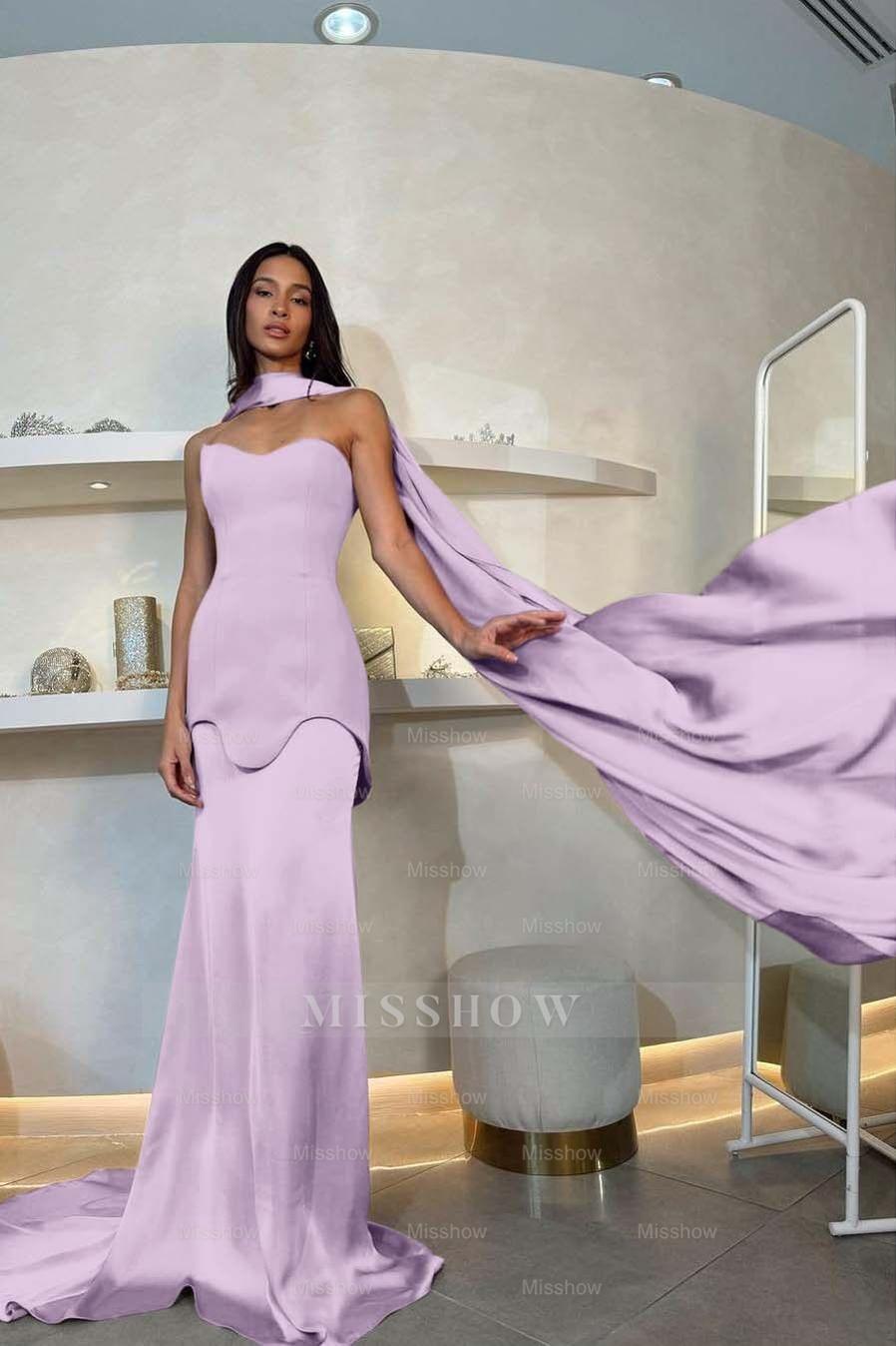 Halter Strapless Sleeveless Long Mermaid Formal Dress With Pleated