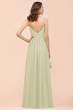 Backless Sage Bridesmaid Dress Floor Length Spring /Summer Maid of honor Dress-misshow.com