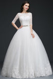 Ball Gown Floor Length Tulle Glamorous Wedding Dresses with Lace