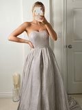 Ball Gown Ruffles Sleeveless Sequins Sweetheart Prom Dresses