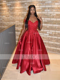 Ball Gown Satin Applique Off-the-Shoulder Sleeveless Floor-Length Prom Dresses