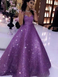 Ball Gown Sequins Sweetheart Sleeveless Ruffles Prom Dresses