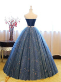 Ball Gown Sleeveless Sweetheart Floor-Length Beading Net Prom Dresses