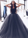 Ball Gown Sweetheart Sleeveless Beading Tulle Prom Dresses