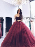 Ball Gown Sweetheart Sleeveless Beading Tulle Prom Dresses